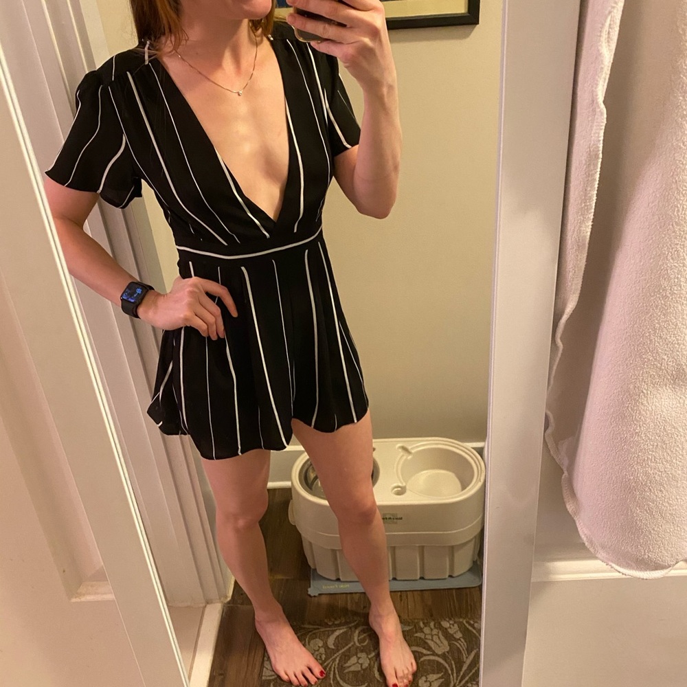 ASTR black and white striped romper